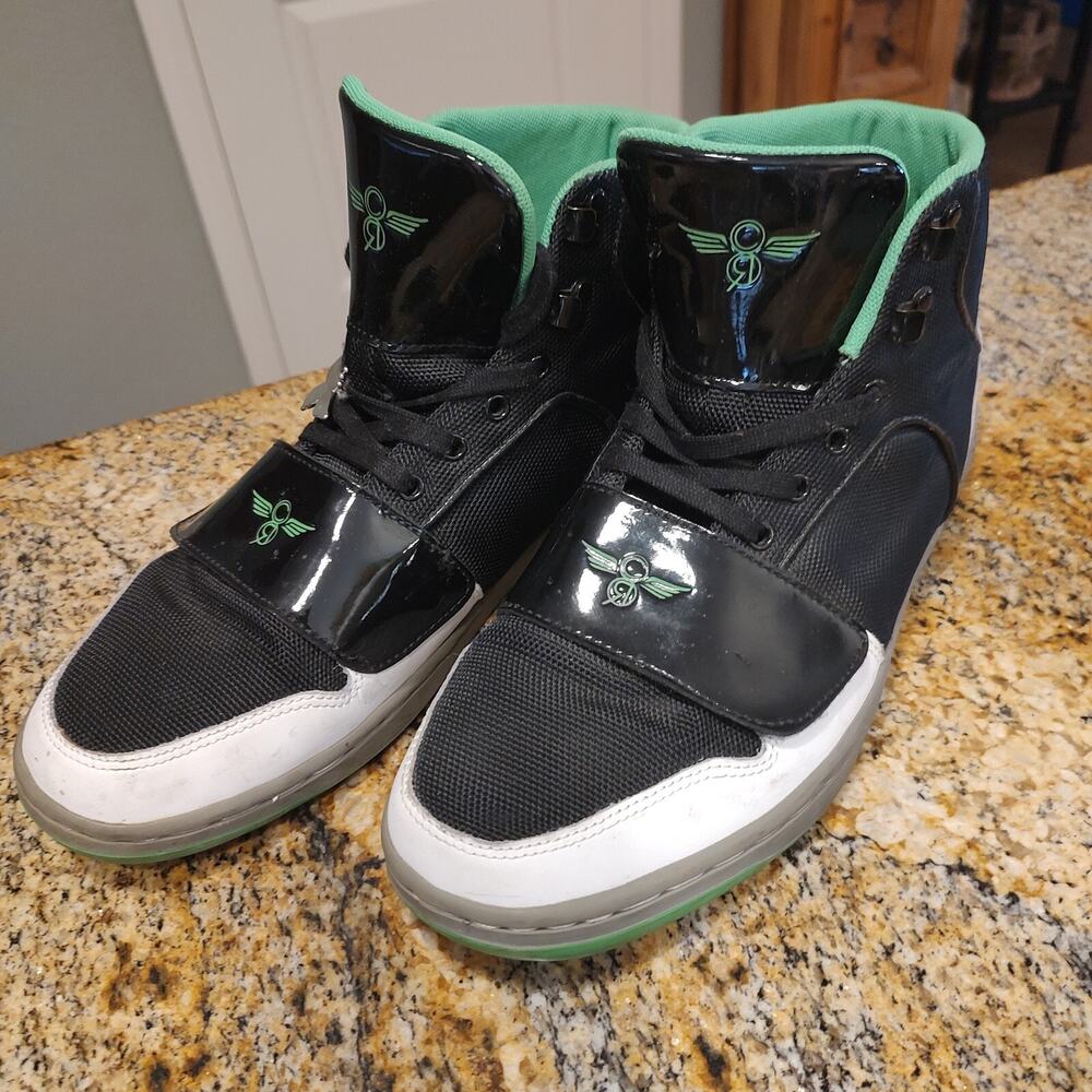 Creative Recreation Cesario High Top Leather Black/White/Green Men's Sz US 12
